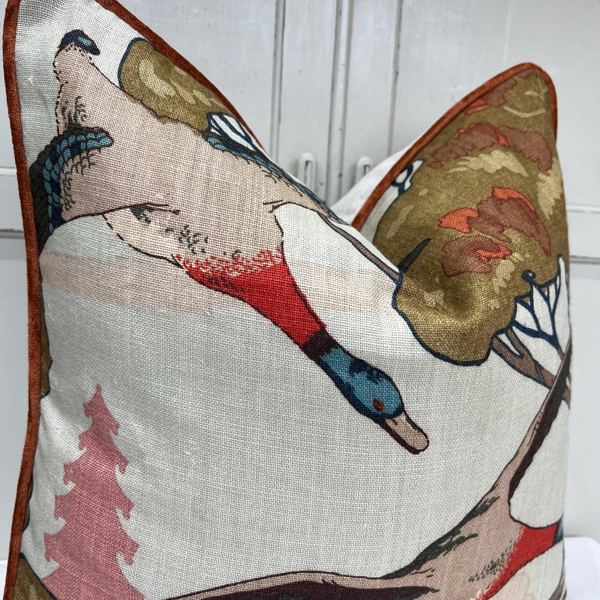 Mulberry Flying Ducks Sky Moss Luxury Designer Decorative Lumbar Cushion Pillow Cover
