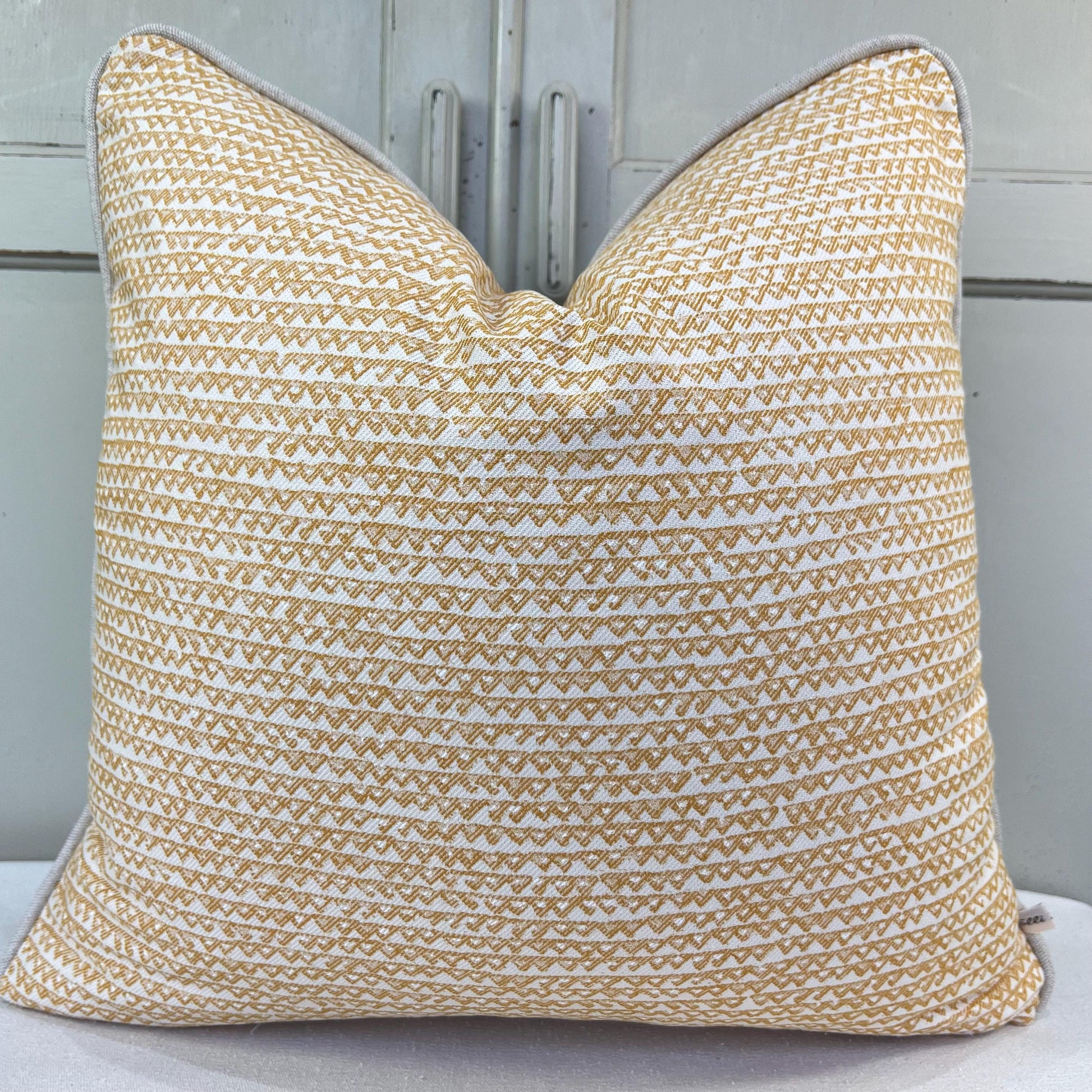 Fermoie Mendip Luxury Designer Decorative Yellow Neutral Cotton Cushion Pillow Throw Cover