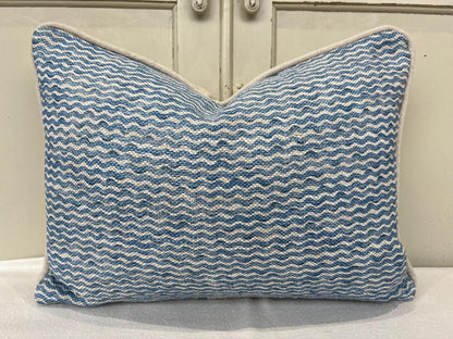 Cushions Made In Fermoie Popple Luxury Designer Decorative Mid Blue Neutral Linen Cushion Pillow Throw Cover