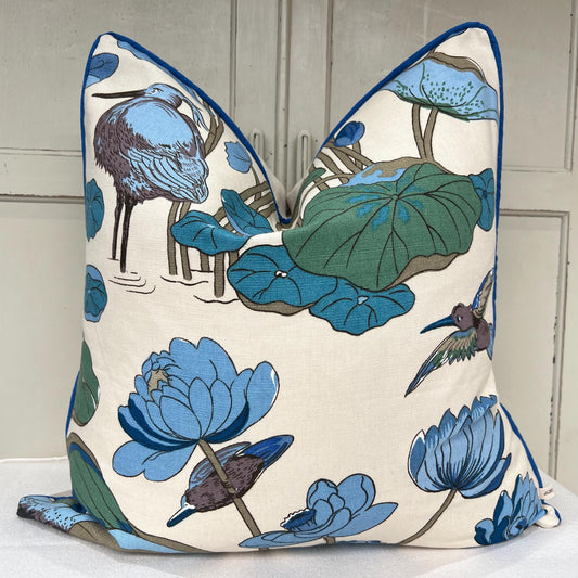 GP & J Baker Nympheus Blue Teal Luxury Designer Decorative Cushion Throw Pillow Cover