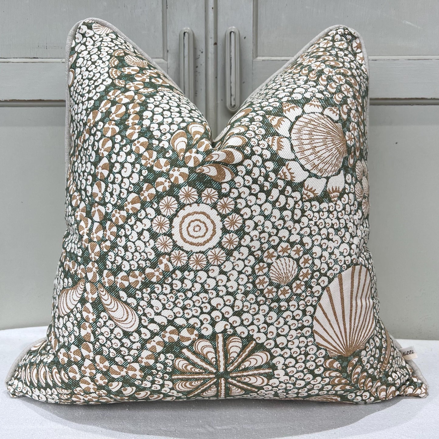 Cushions Made In Fermoie Shell Grotto Luxury Designer Decorative Beige Green Cotton Cushion Pillow Throw Cover