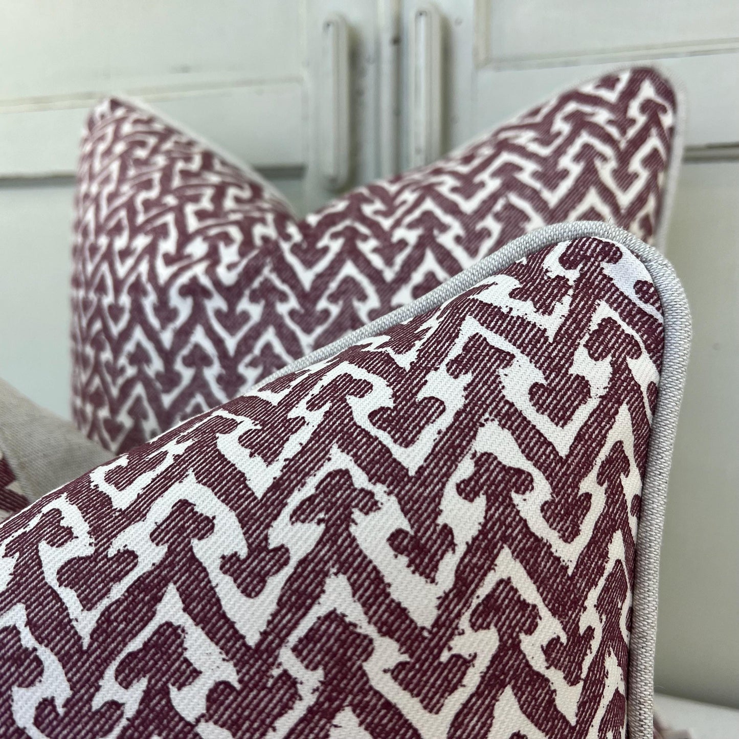 Cushions Made In Fermoie Rabanna Burgundy Cotton Decorative Sofa Throw Pillow Cover