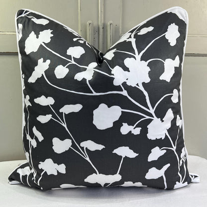 Schumacher Luxury Designer Pennick Floral Black White Cushion Pillow Sofa Cover