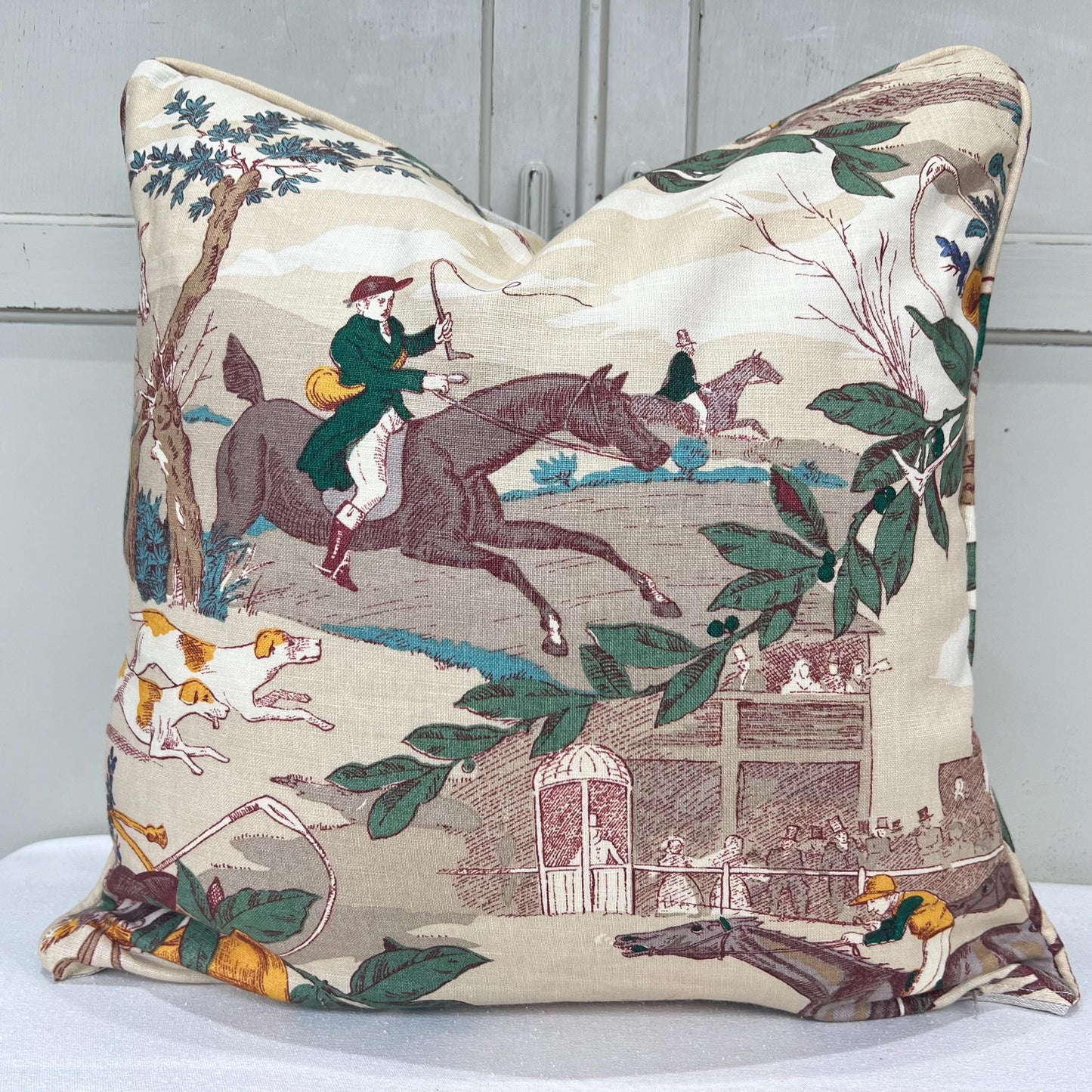 Schumacher Luxury Designer Aston Manor Hunting Horses Decorative Cushion Pillow Sofa Cover