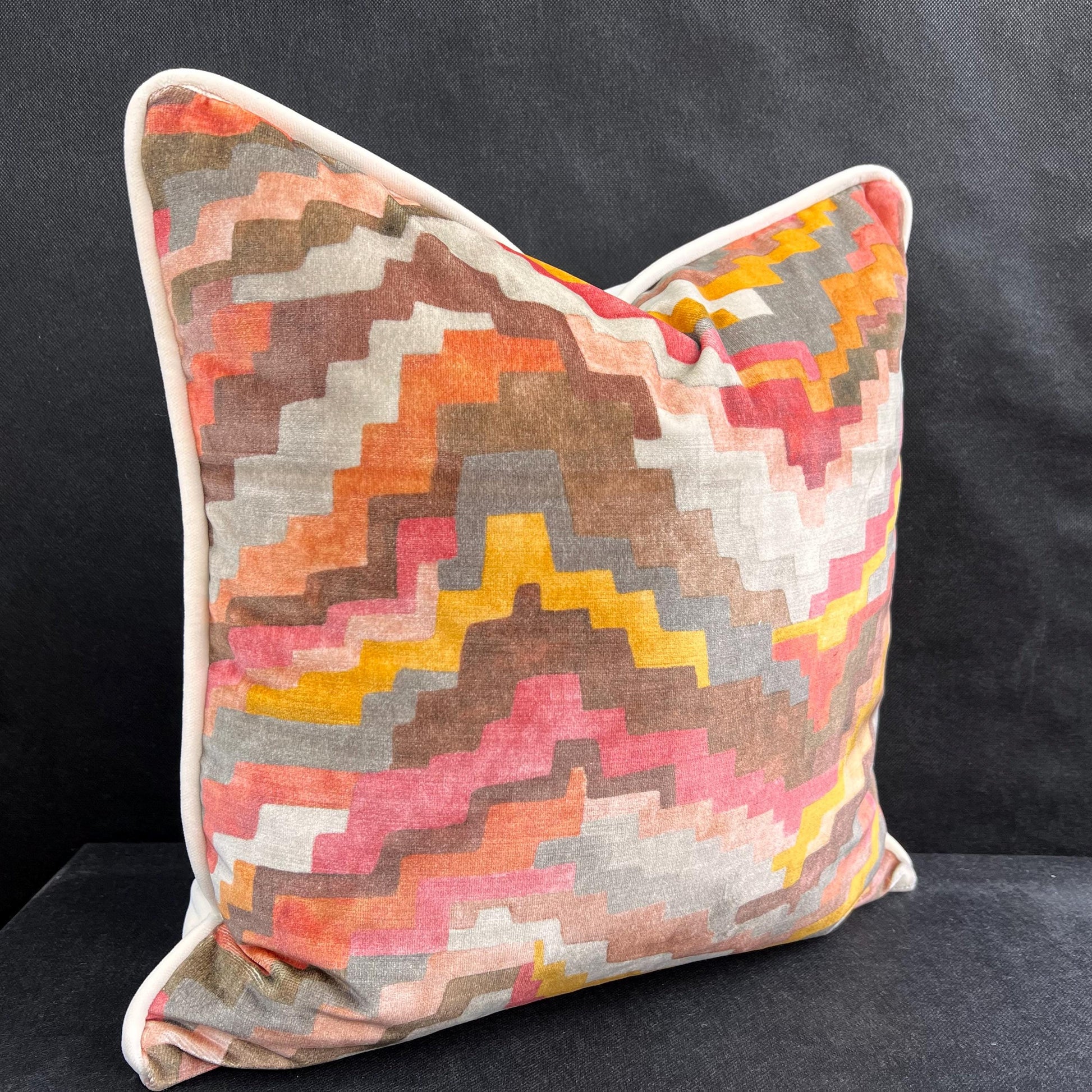 Zinc Falconetto Luxury Designer Contemporary Velvet Orange Pink Mustard Cushion Throw Pillow Cover