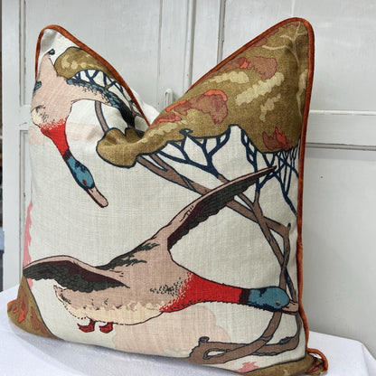 Mulberry Flying Ducks Sky Moss Luxury Designer Decorative Lumbar Cushion Pillow Cover
