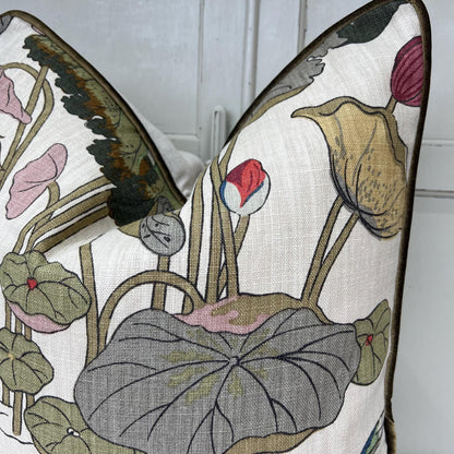 GP & J Baker Nympheus Taupe Beige Luxury Designer Linen Decorative Cushion Throw Pillow Cover