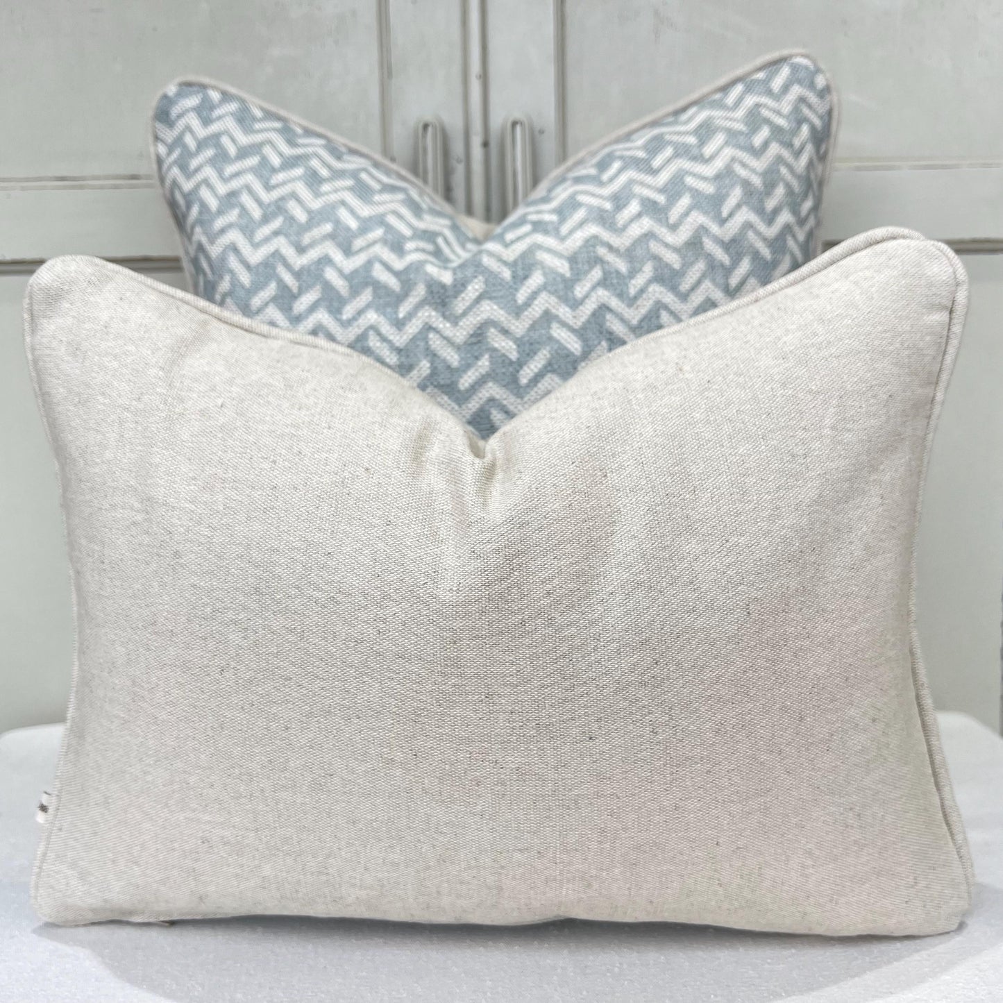 Cushion Covers Made In Fermoie Chiltern Luxury Designer Decorative Neutral Pale Blue Linen Cushion Pillow Throw Cover