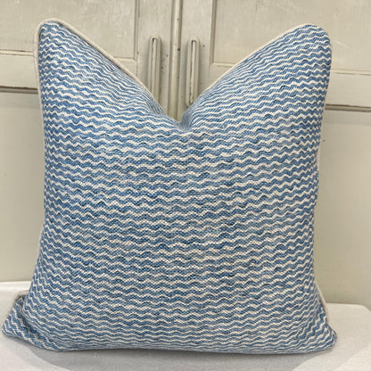 Cushions Made In Fermoie Popple Luxury Designer Decorative Mid Blue Neutral Linen Cushion Pillow Throw Cover