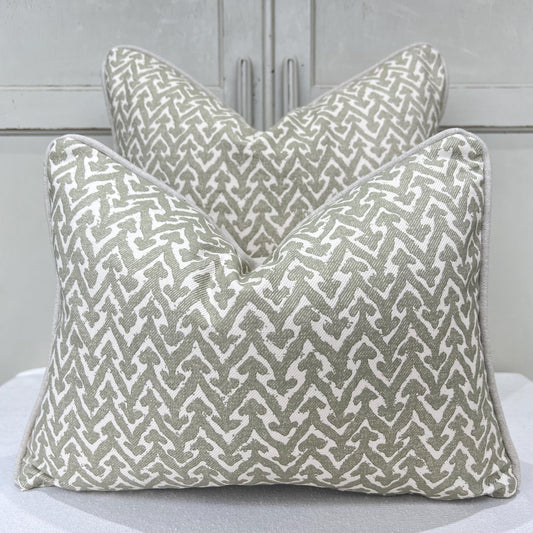 Cushions Made In Fermoie Rabanna Cotton Decorative Neutral Pale Olive Green Cushion Pillow Throw Cover