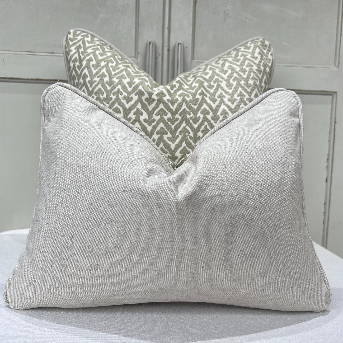 Cushions Made In Fermoie Rabanna Cotton Decorative Neutral Pale Olive Green Cushion Pillow Throw Cover