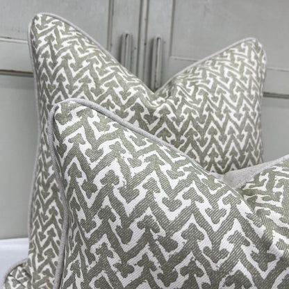 Cushions Made In Fermoie Rabanna Cotton Decorative Neutral Pale Olive Green Cushion Pillow Throw Cover