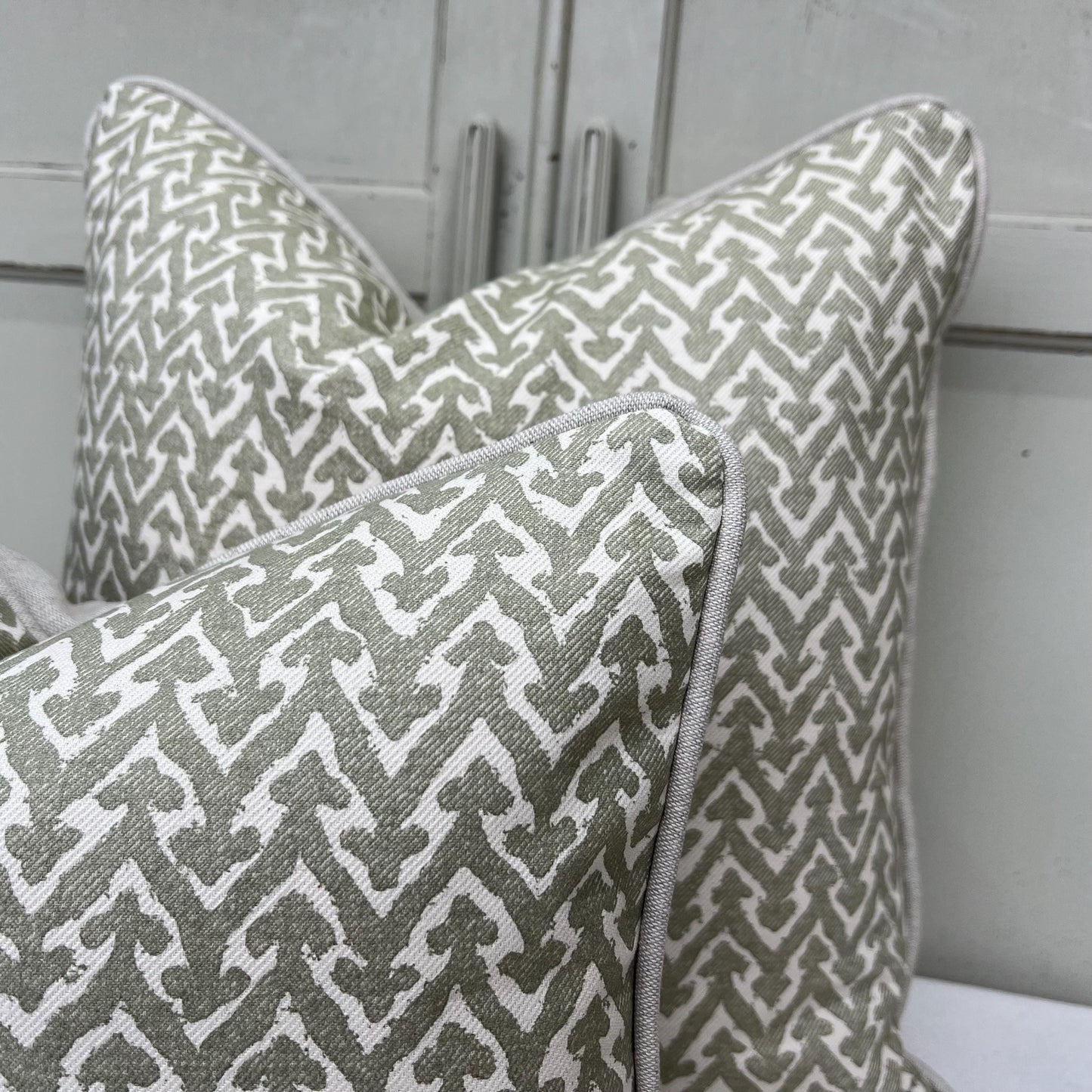 Cushions Made In Fermoie Rabanna Cotton Decorative Neutral Pale Olive Green Cushion Pillow Throw Cover