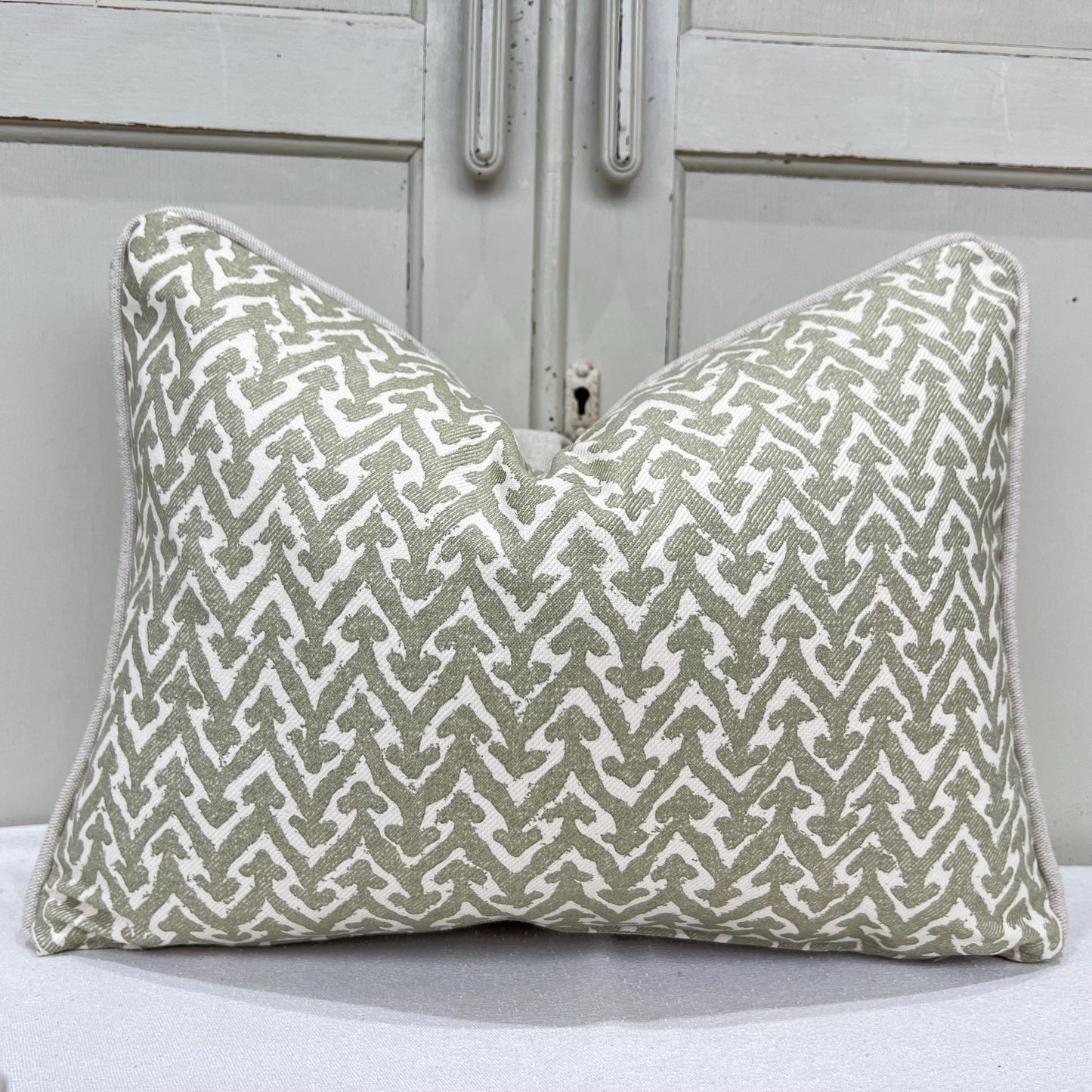 Cushions Made In Fermoie Rabanna Cotton Decorative Neutral Pale Olive Green Cushion Pillow Throw Cover