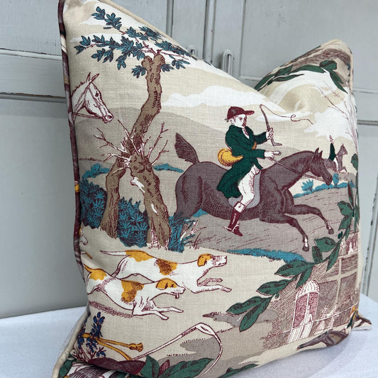 Schumacher Luxury Designer Aston Manor Hunting Horses Decorative Cushion Pillow Sofa Cover