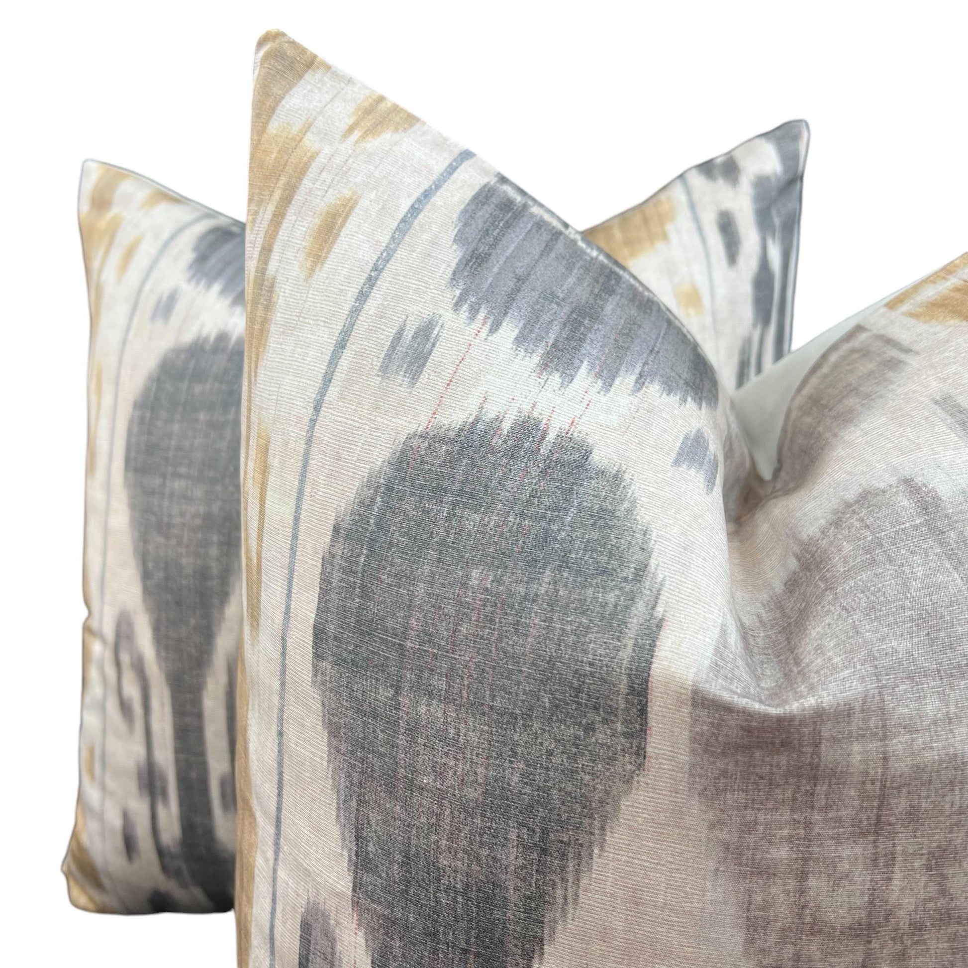 Luxury Designer Sheila Coombes Ancestral Robe Ikat Black Grey Cushion Pillow Throw Cover