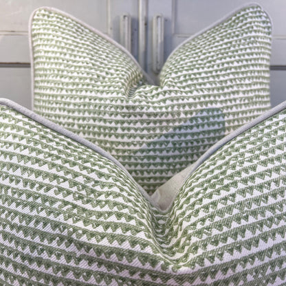 Cushions Made In Fermoie Mendip Mid Green Neutral Cotton Cushion Pillow Throw Cover