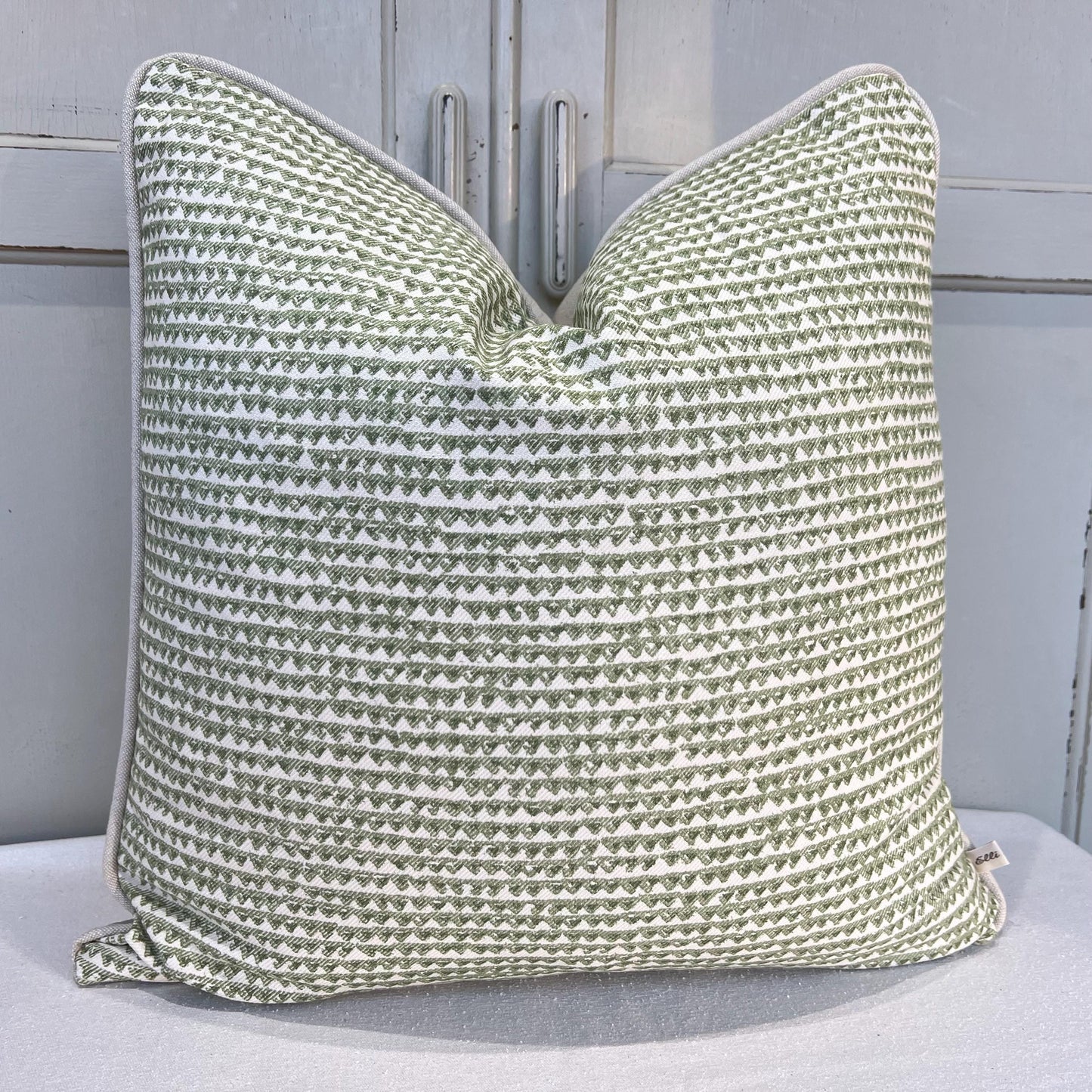 Cushions Made In Fermoie Mendip Mid Green Neutral Cotton Cushion Pillow Throw Cover
