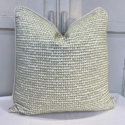 Cushions Made In Fermoie Mendip Mid Green Neutral Cotton Cushion Pillow Throw Cover