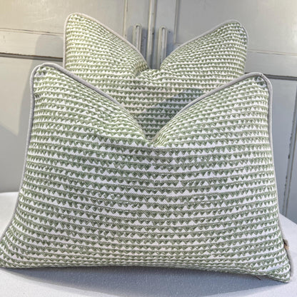 Cushions Made In Fermoie Mendip Mid Green Neutral Cotton Cushion Pillow Throw Cover