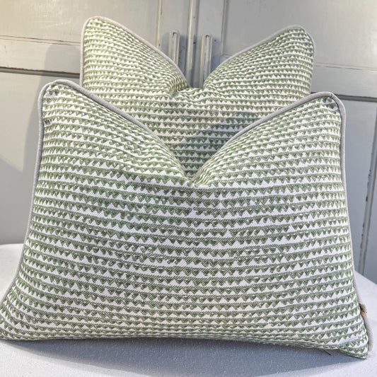 Cushions Made In Fermoie Mendip Mid Green Neutral Cotton Cushion Pillow Throw Cover