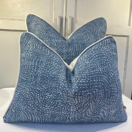 Cushions Made In Fermoie Cloud Luxury Designer Decorative Mid Blue Linen Cushion Pillow Throw Cover