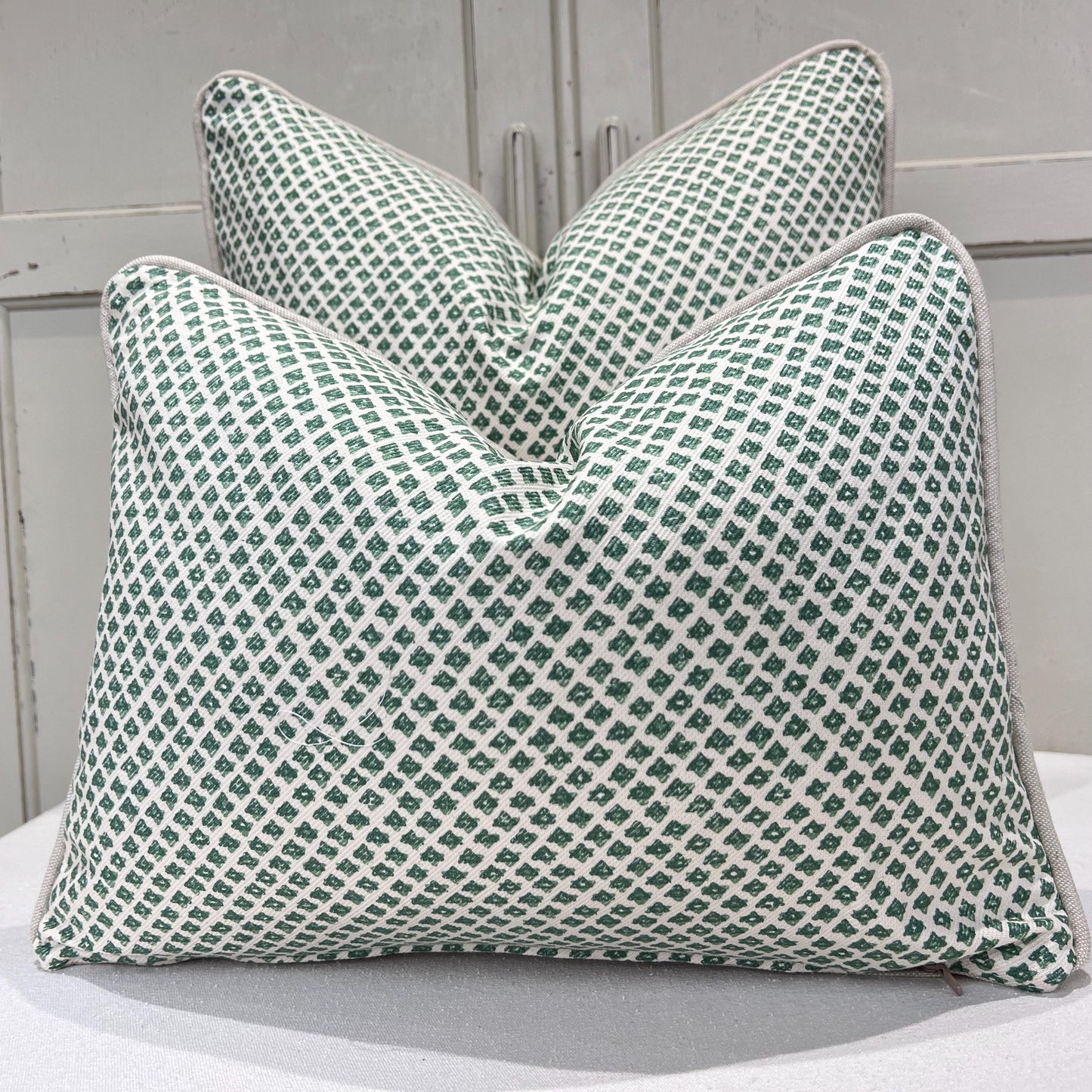 Cushions Made In Fermoie Marden Luxury Designer Decorative Green Cream Cotton Cushion Pillow Throw Cover