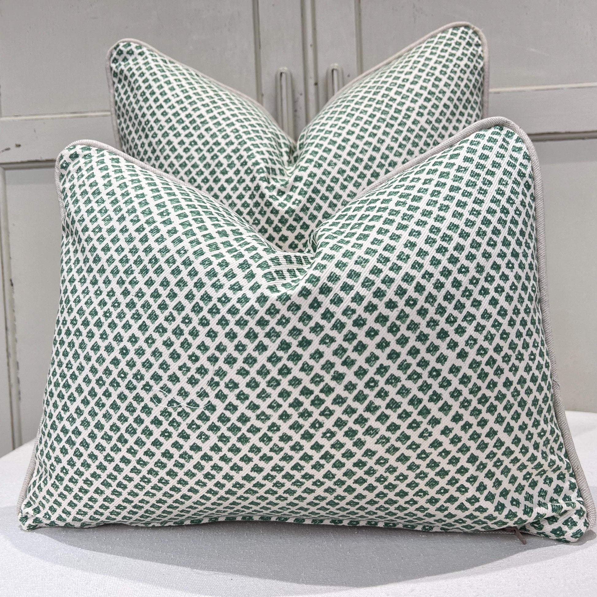 Cushions Made In Fermoie Marden Luxury Designer Decorative Green Cream Cotton Cushion Pillow Throw Cover