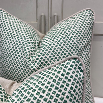Cushions Made In Fermoie Marden Luxury Designer Decorative Green Cream Cotton Cushion Pillow Throw Cover
