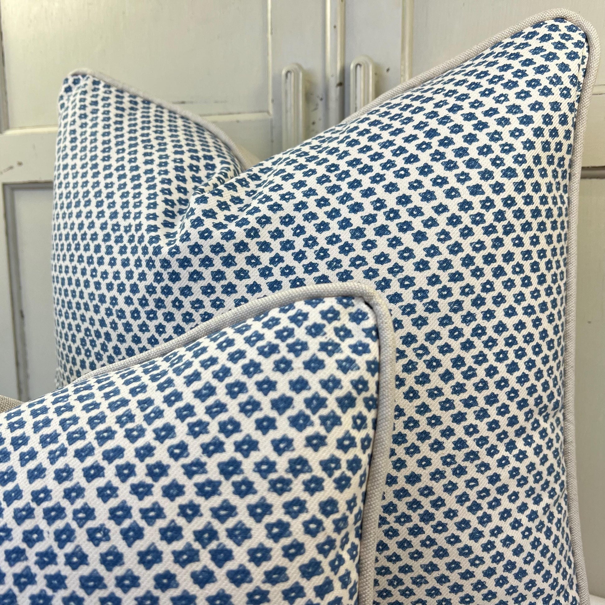 Cushions Made In Fermoie Marden Luxury Designer Decorative Blue Cream Cotton Cushion Pillow Throw Cover