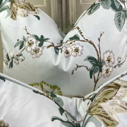 Schumacher Luxury Designer "Betty Chintz" Floral Celadon Blue Cushion Pillow Sofa Cover