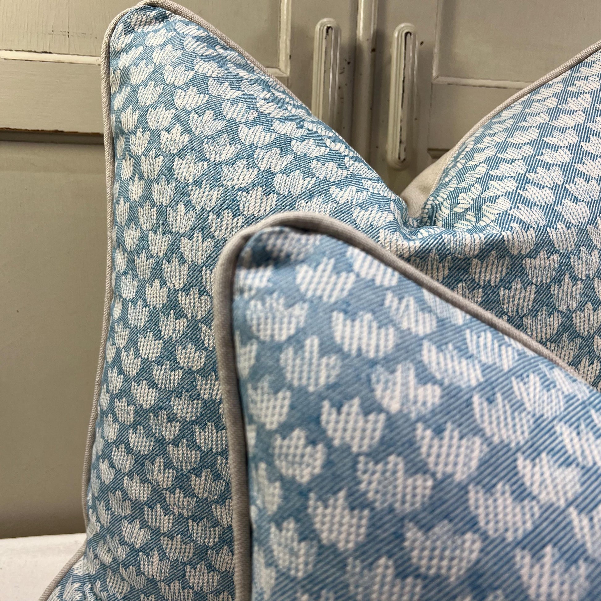 Cushions Made In Fermoie Eythorne Luxury Designer Decorative Blue Neutral Cotton Cushion Pillow Throw Cover