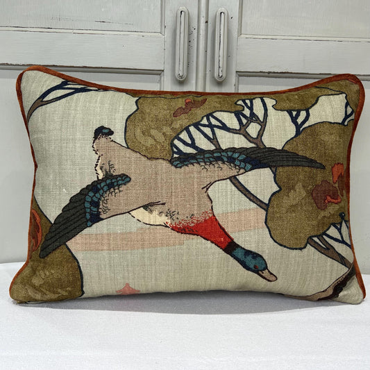 Mulberry Flying Ducks Sky Moss Luxury Designer Decorative Lumbar Cushion Pillow Cover
