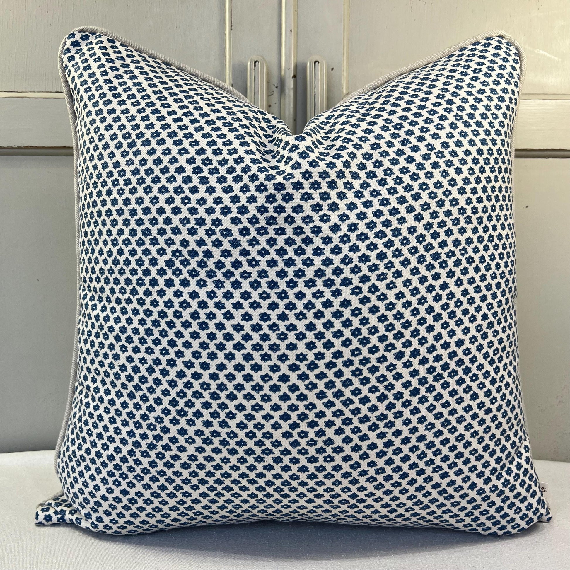 Cushions Made In Fermoie Marden Luxury Designer Decorative Blue Cream Cotton Cushion Pillow Throw Cover