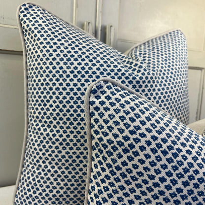 Cushions Made In Fermoie Marden Luxury Designer Decorative Blue Cream Cotton Cushion Pillow Throw Cover
