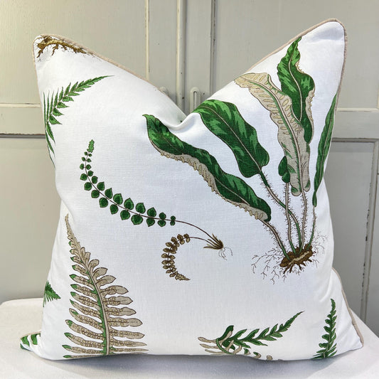 GP & J Baker Ferns Luxury Designer Decorative Green Beige Cushion Throw Pillow Cover
