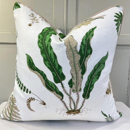 GP & J Baker Ferns Luxury Designer Decorative Green Beige Cushion Throw Pillow Cover
