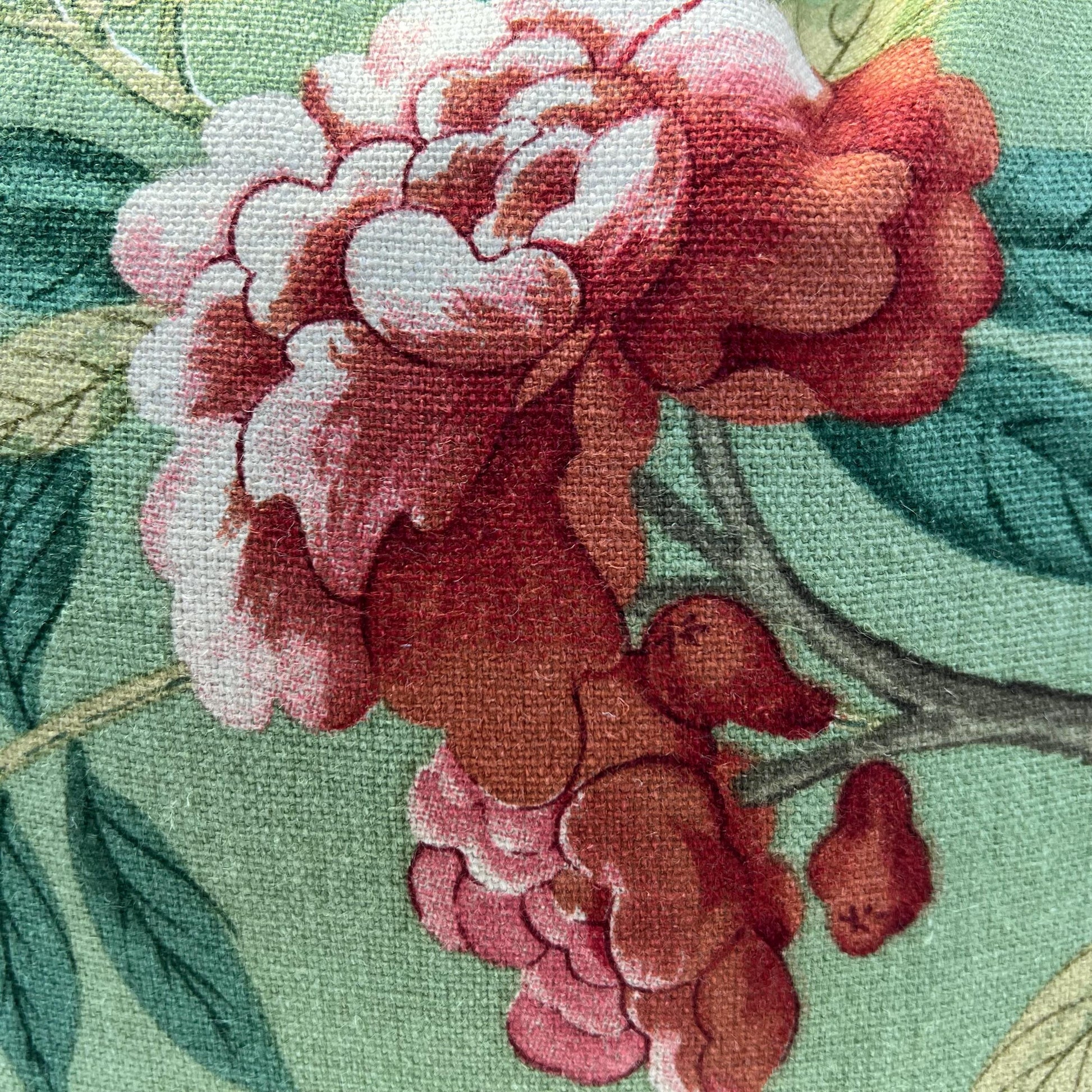 GP & J Baker Peony and Blossom Luxury Designer Green Red Cushion Pillow Cover
