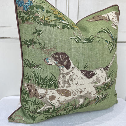 Schumacher Luxury Designer Pointers Green Cushion Pillow Cover