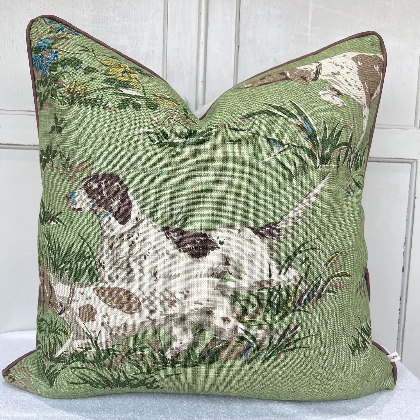 Schumacher Luxury Designer Pointers Green Cushion Pillow Cover