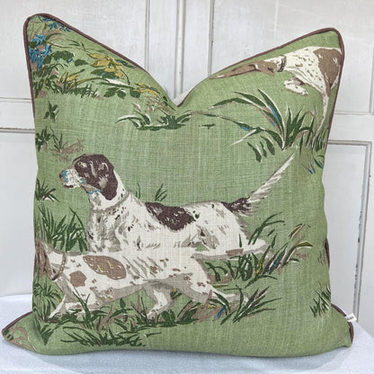 Schumacher Luxury Designer Pointers Green Cushion Pillow Cover