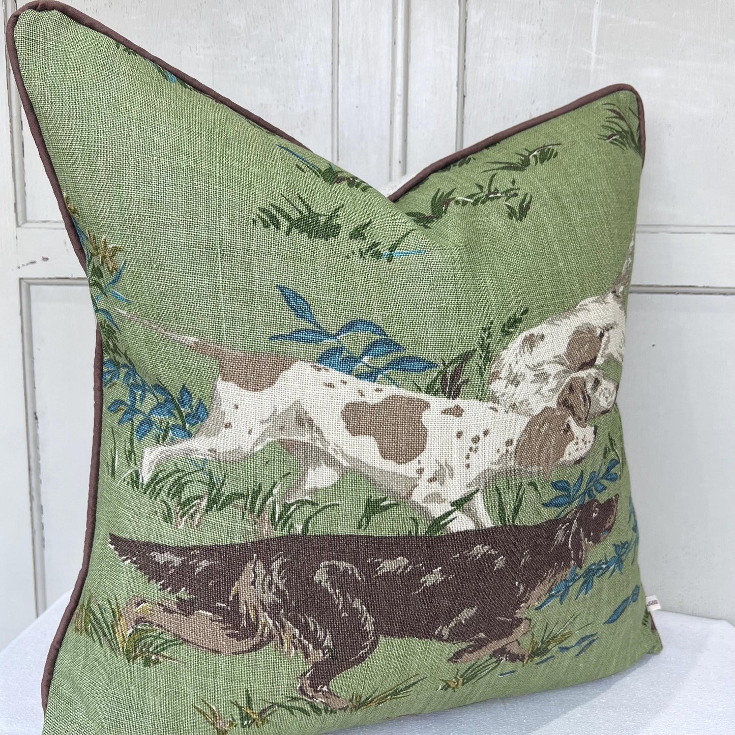 Schumacher Luxury Designer Pointers Green Cushion Pillow Cover