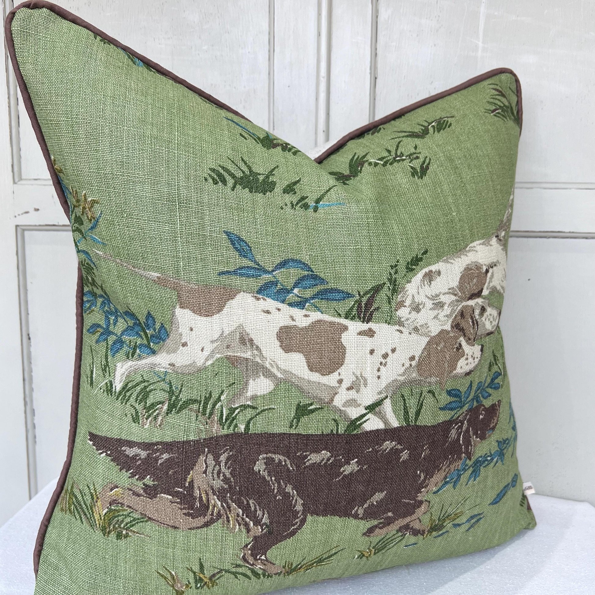 Schumacher Luxury Designer Pointers Green Cushion Pillow Cover