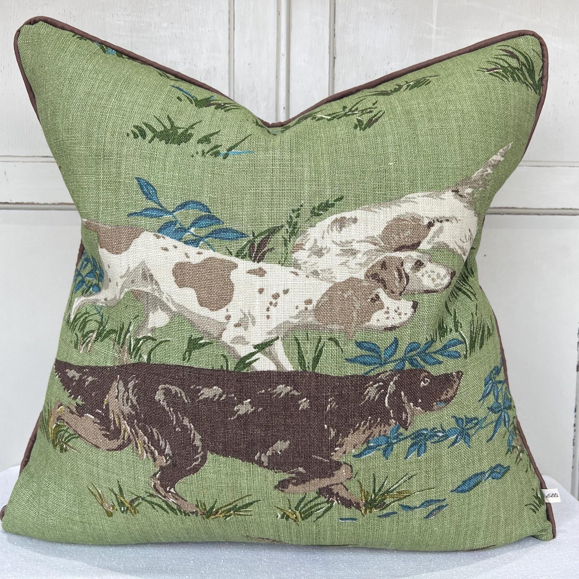 Schumacher Luxury Designer Pointers Green Cushion Pillow Cover