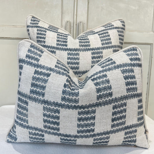 Cushions Made In Fermoie Cove Linen Luxury Designer Decorative Mid Blue Neutral Cushion Pillow Throw Cover