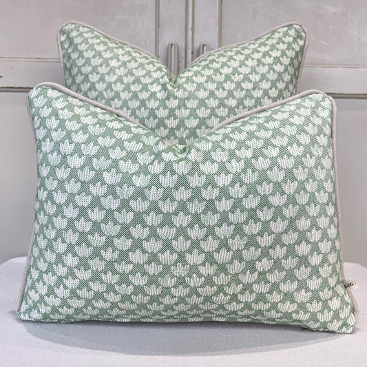 Cushions Made In Fermoie Eythorne Luxury Green Neutral Cotton Cushion Pillow Throw Cover