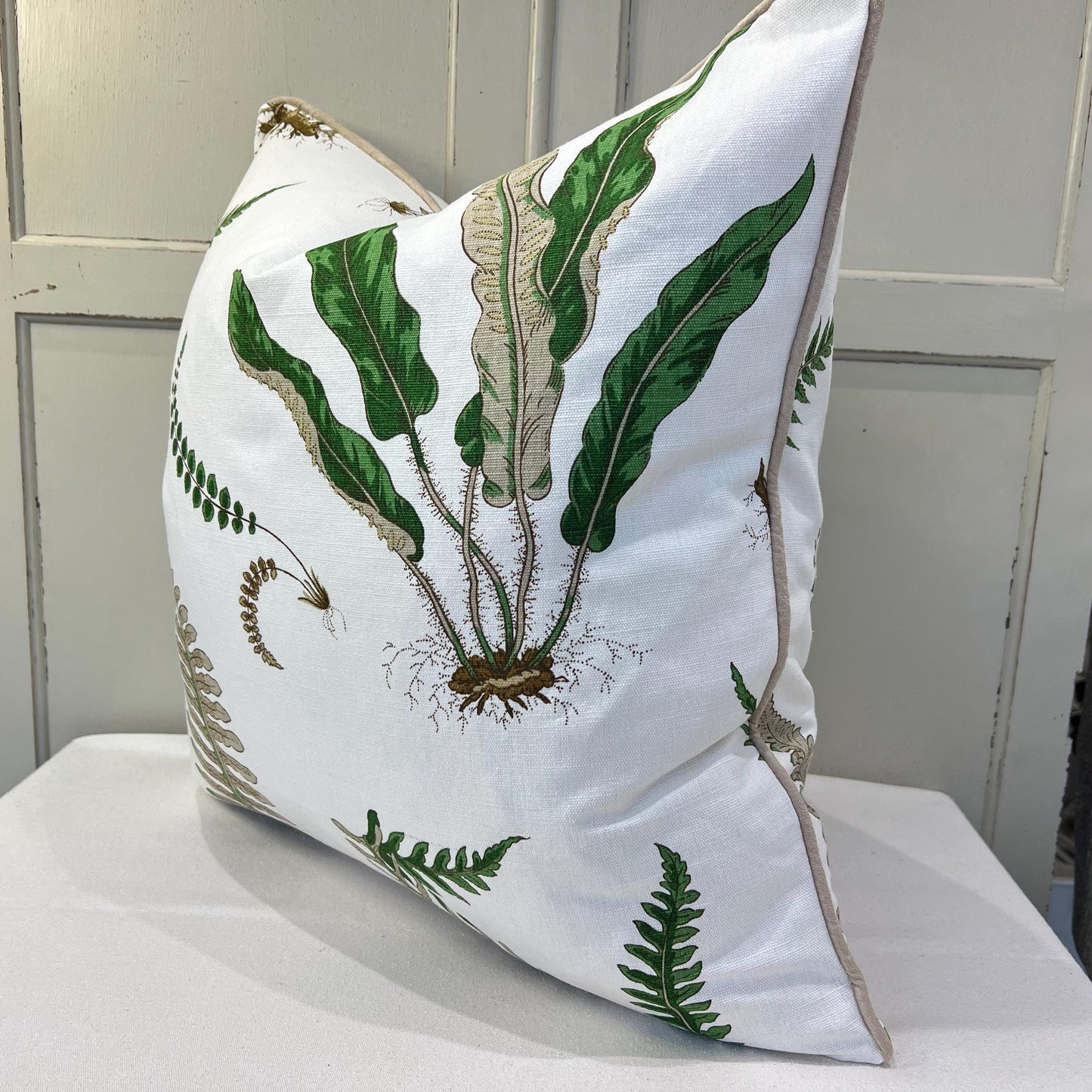 GP & J Baker Ferns Luxury Designer Decorative Green Beige Cushion Throw Pillow Cover