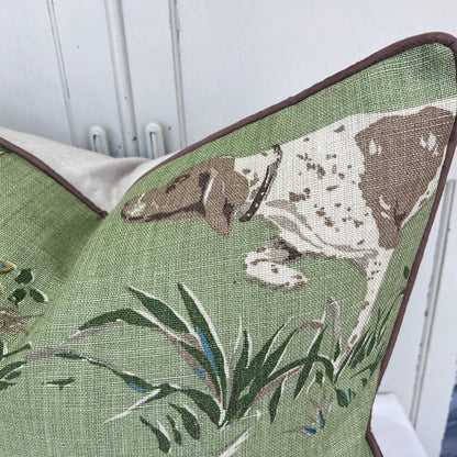 Schumacher Luxury Designer Pointers Green Cushion Pillow Cover
