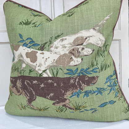 Schumacher Luxury Designer Pointers Green Cushion Pillow Cover