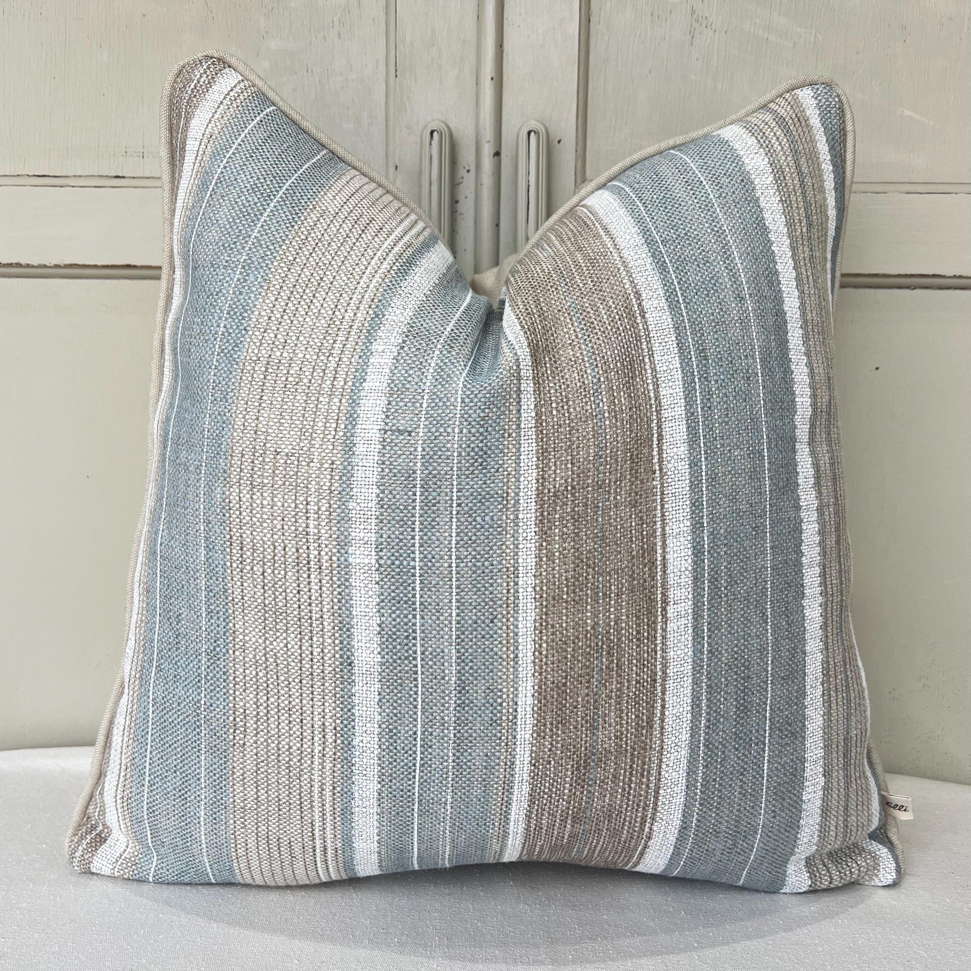 Cushions Made In Fermoie Luxury Designer Carskiey Broad Stripe Beige Blue Cushion Pillow Throw Cover